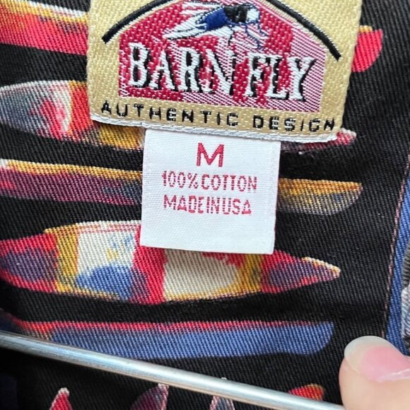 Vintage Barn Fly Button Down Shirt with Canoe Print- Men's Size Medium - Picture 4 of 4